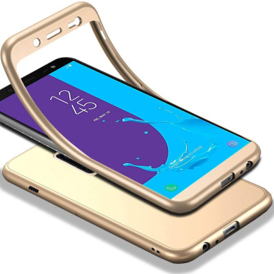 Силиконови гърбове Силиконови гърбове за Samsung Силиконов калъф лице и гръб 360 градуса Slim FULL Body Cover за Samsung Galaxy J6 2018 J600F златист